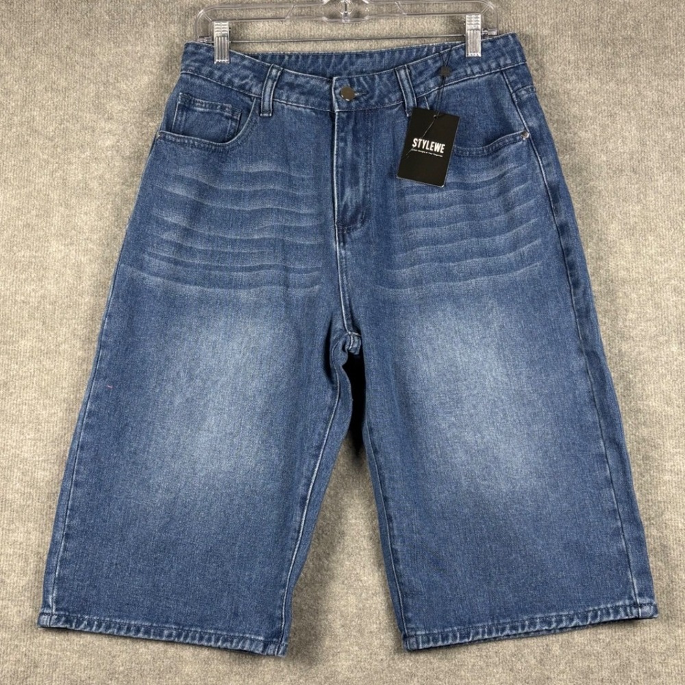 STYLEWE 1621011# Denim Bermuda Shorts Wide Leg XL Blue Medium Wash
